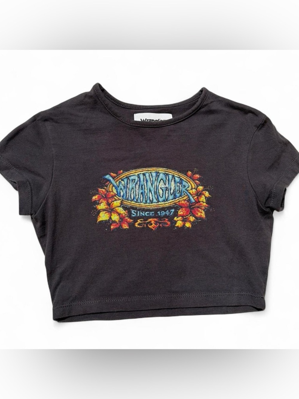 Wrangler Coastal Floral Baby Tee – Women’s XS (AUS Size 6) | Great Condition 🌸✨